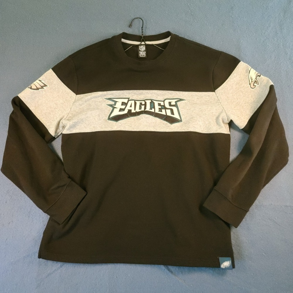 Philadelphia Eagles Sweatshirt Mens L Black NFL Embroidered‎ Crewneck Football